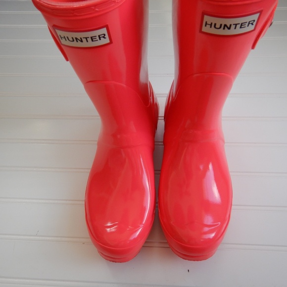 Hunter Shoes - Original Short Hot Pink Glossy Hunter Boots